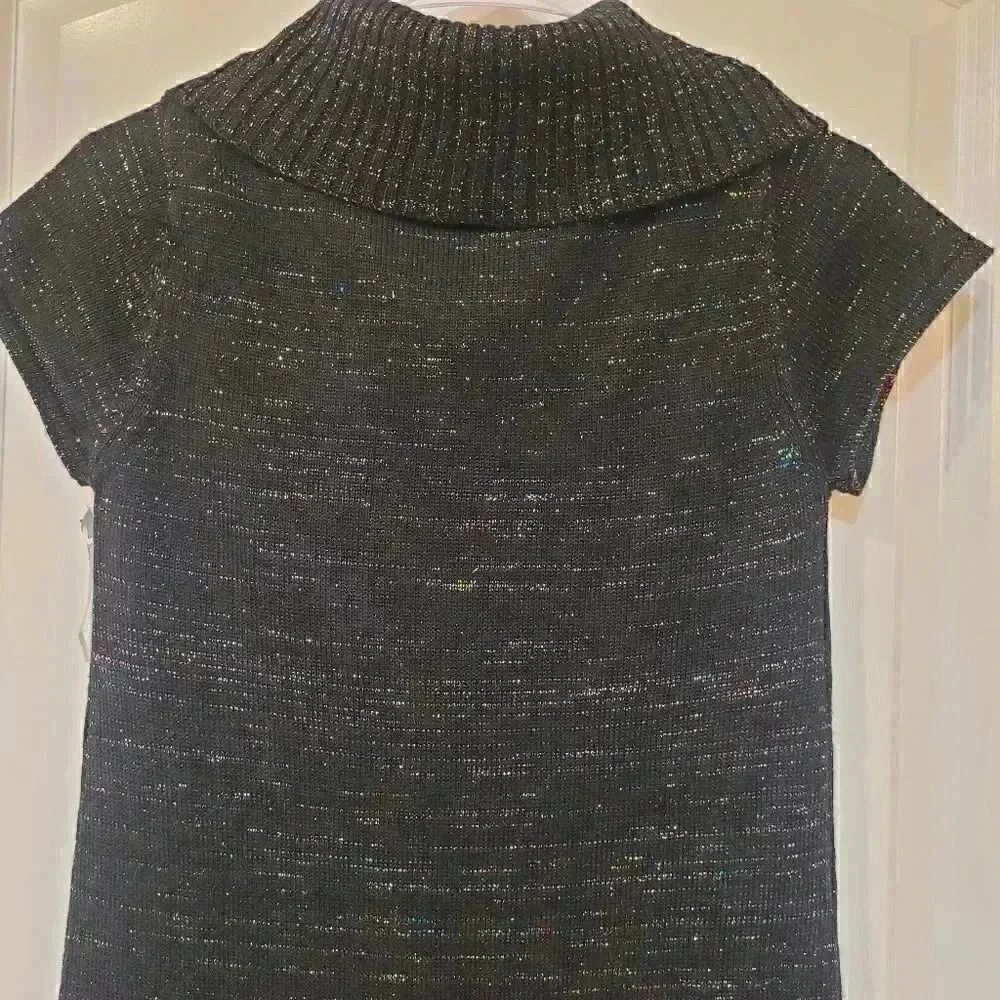Faded Glory Girl's Black Knit Multi-Color Metallic Cowl Sweater Dress NEW NWT - Picture 7 of 8